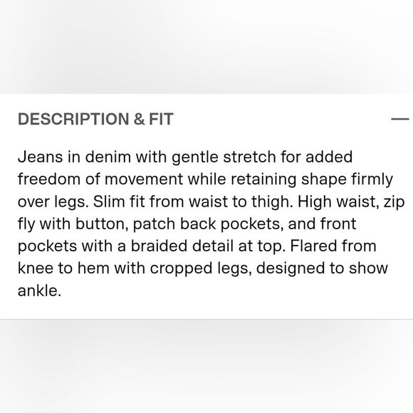 H&M Jeans Stylish Blue Denim Crop High Waist Ruched Pocket Braided Flared Size 6 - Picture 6 of 15